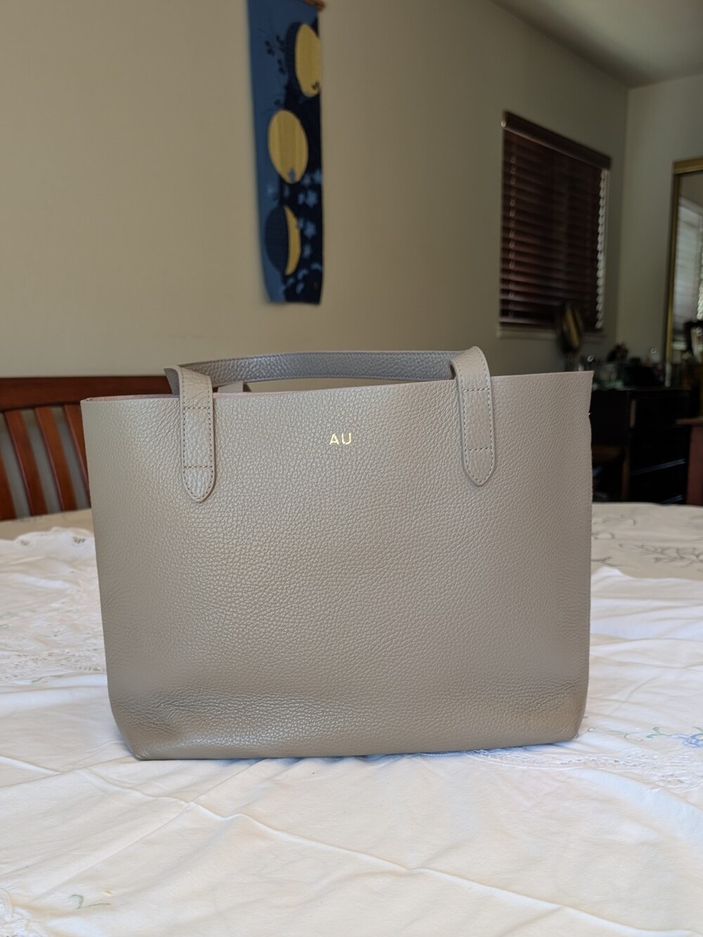 Saks Fifth Minimalist Grey Leather Tote Bag - Women